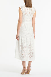IVORY LACE BRODERIE MIDI DRESS