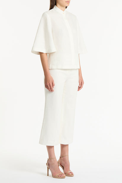 IVORY LINEN BOX SLEEVE SHIRT