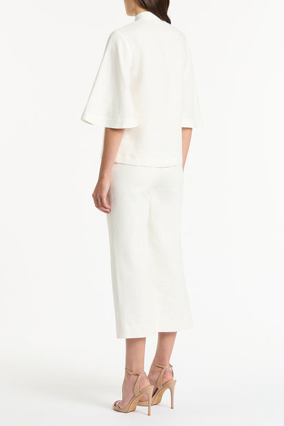 IVORY LINEN BOX SLEEVE SHIRT