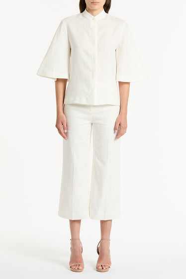 IVORY LINEN BOX SLEEVE SHIRT