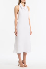 IVORY LINEN COWL NECK MIDI DRESS