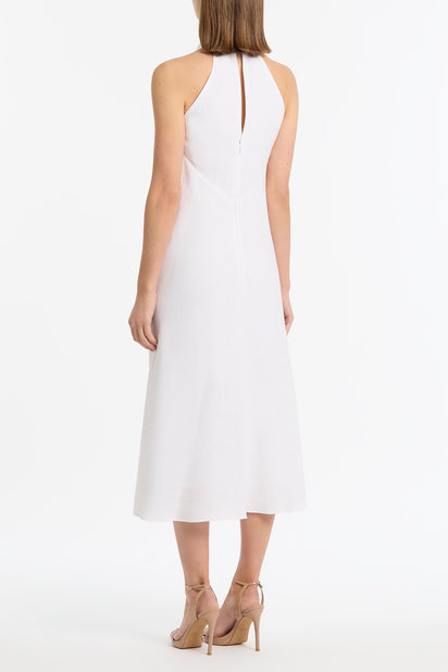 IVORY LINEN COWL NECK MIDI DRESS