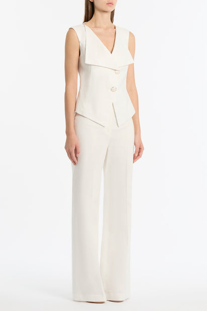 IVORY LINEN DOUBLE BREASTED VEST