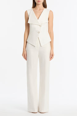 IVORY LINEN DOUBLE BREASTED VEST