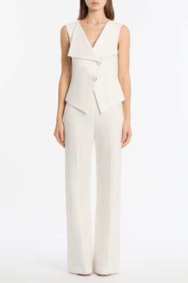 IVORY LINEN DOUBLE BREASTED VEST