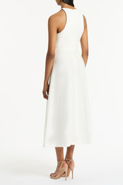 IVORY LINEN V-NECK WRAP DRESS