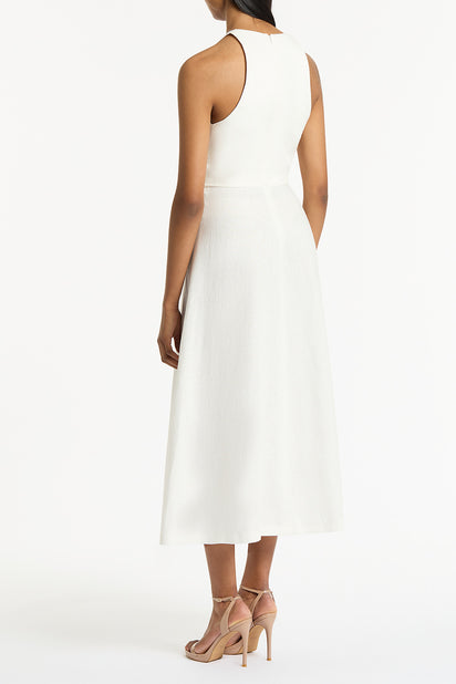 IVORY LINEN V-NECK WRAP DRESS