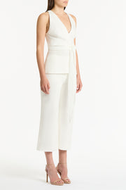 IVORY LINEN V-NECK WRAP TOP
