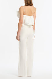 IVORY LINEN WAISTED PANT