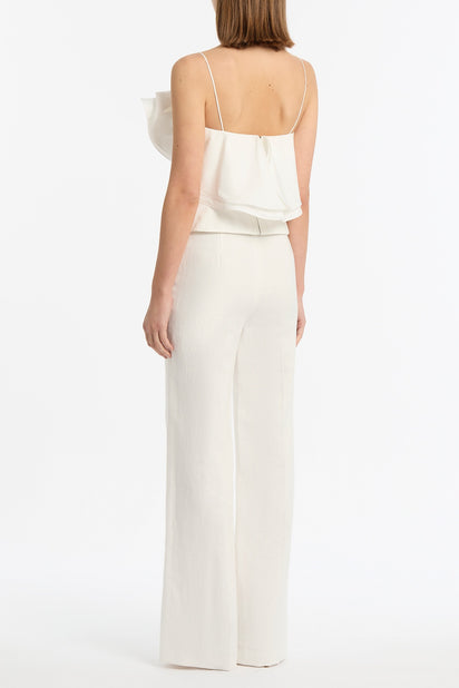IVORY LINEN WAISTED PANT