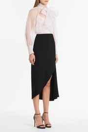 IVORY ORGANZA TIE BLOUSE