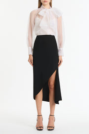 IVORY ORGANZA TIE BLOUSE