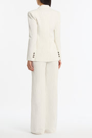 IVORY PINSTRIPE LINEN DOUBLE BREASTED JACKET