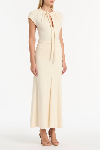 IVORY PONTE FLUTED PANEL SKIRT