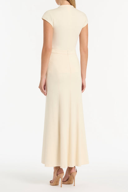 IVORY PONTE FLUTED PANEL SKIRT