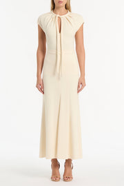 IVORY PONTE FLUTED PANEL SKIRT