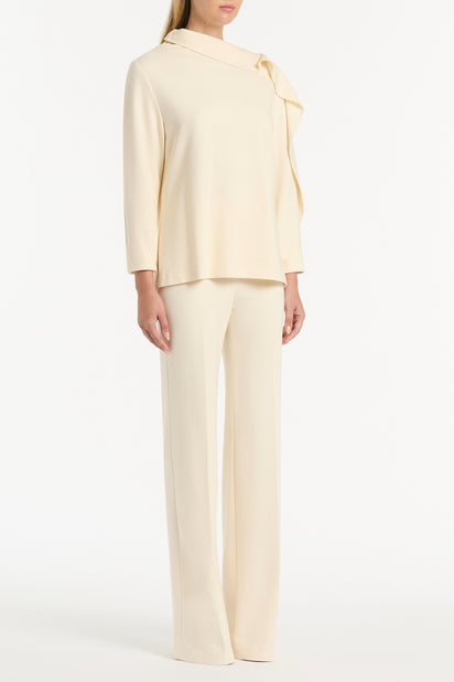 IVORY PONTE SHOULDER DETAIL TOP