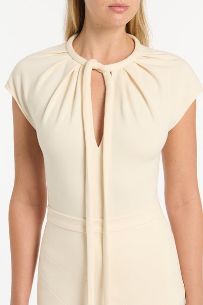 IVORY PONTE TIE DETAIL TOP