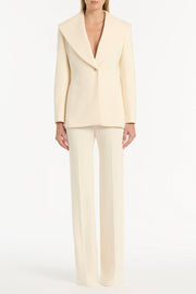 IVORY PONTE WIDE SHAWL COLLAR JACKET