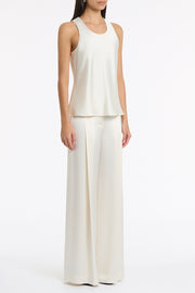 IVORY SATIN ACETATE DEEP PLEAT PANT