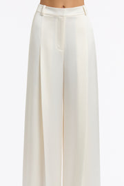 IVORY SATIN ACETATE DEEP PLEAT PANT