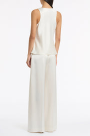 IVORY SATIN ACETATE RACER TANK