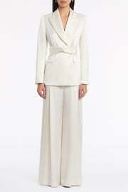 IVORY SATIN ACETATE TIE WAIST BLAZER
