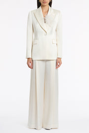 IVORY SATIN ACETATE TIE WAIST BLAZER