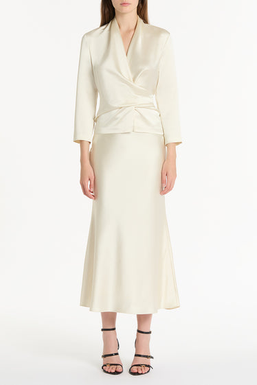 IVORY SATIN MIDI SKIRT