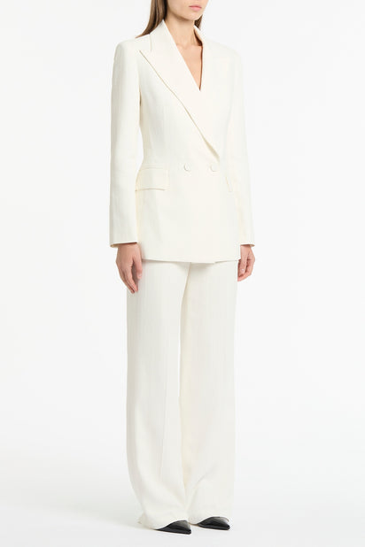 IVORY STARLIGHT TWILL DOUBLE BREASTED BLAZER