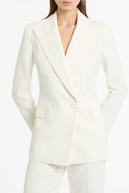 IVORY STARLIGHT TWILL DOUBLE BREASTED BLAZER