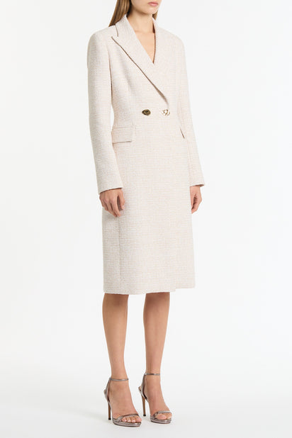 IVORY TWEED DOUBLE-BREASTED COAT