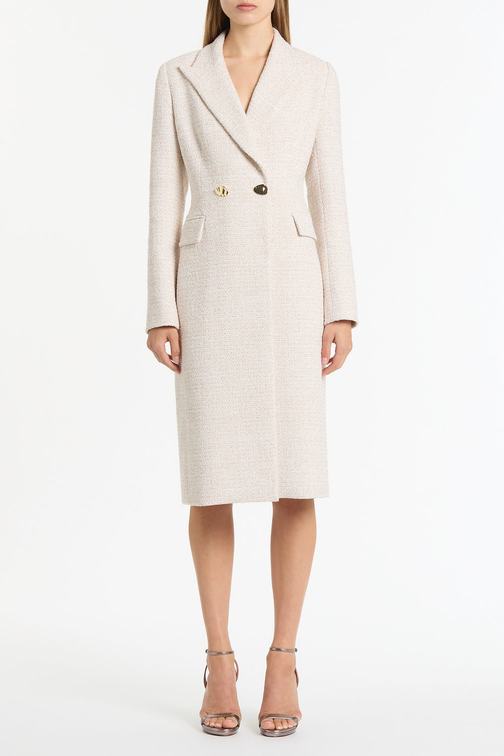 IVORY TWEED DOUBLE-BREASTED COAT – Carla Zampatti
