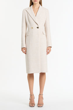 IVORY TWEED DOUBLE-BREASTED COAT