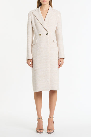 IVORY TWEED DOUBLE-BREASTED COAT
