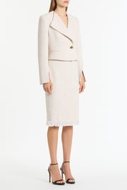 IVORY TWEED FRINGE  SKIRT