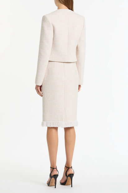 IVORY TWEED FRINGE  SKIRT