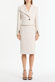 IVORY TWEED FRINGE  SKIRT