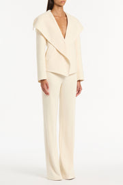 IVORY WOOL DRAPE FRONT JACKET