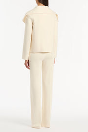IVORY WOOL DRAPE FRONT JACKET