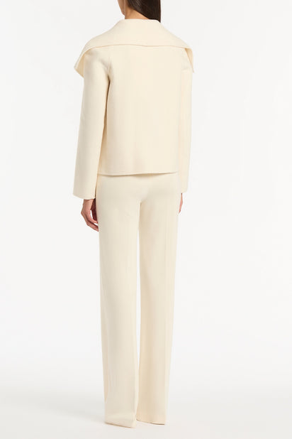 IVORY WOOL DRAPE FRONT JACKET