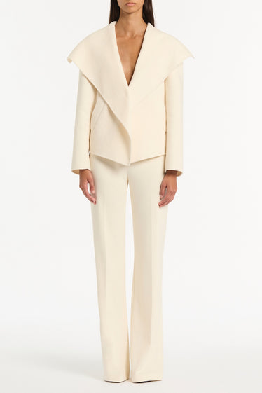IVORY WOOL DRAPE FRONT JACKET