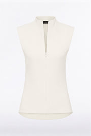 IVORY CREPE HIGH NECK FITTED BODICE