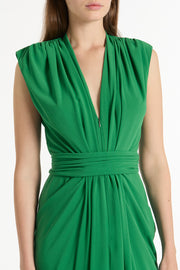 JADE GEORGETTE SLEEVELESS WATERFALL DRESS