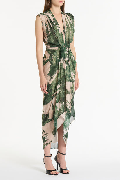 JADE SCENICA GEORGETTE SLEEVELESS WATERFALL DRESS
