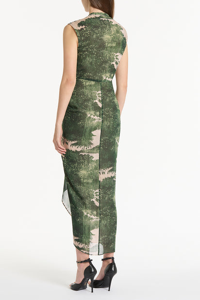 JADE SCENICA GEORGETTE SLEEVELESS WATERFALL DRESS