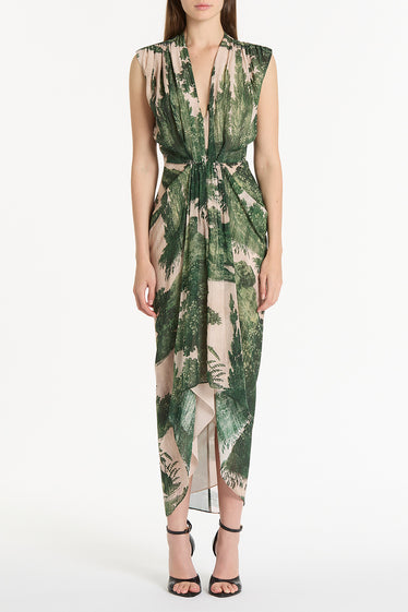 JADE SCENICA GEORGETTE SLEEVELESS WATERFALL DRESS