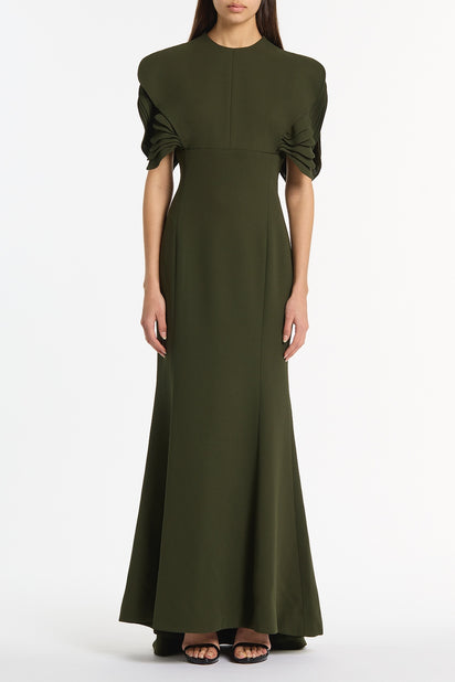 JUNIPER CREPE PETAL SLEEVE GOWN