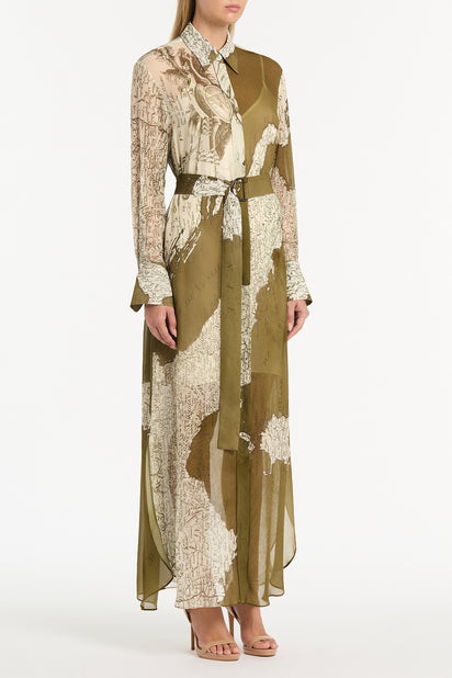 JUNIPER ITALIA GEORGETTE MAXI SHIRT DRESS