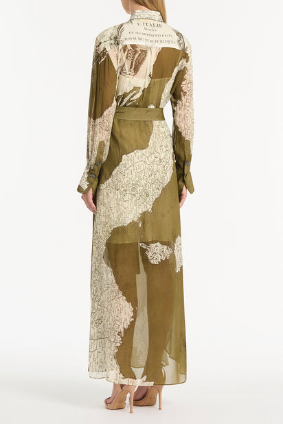 JUNIPER ITALIA GEORGETTE MAXI SHIRT DRESS